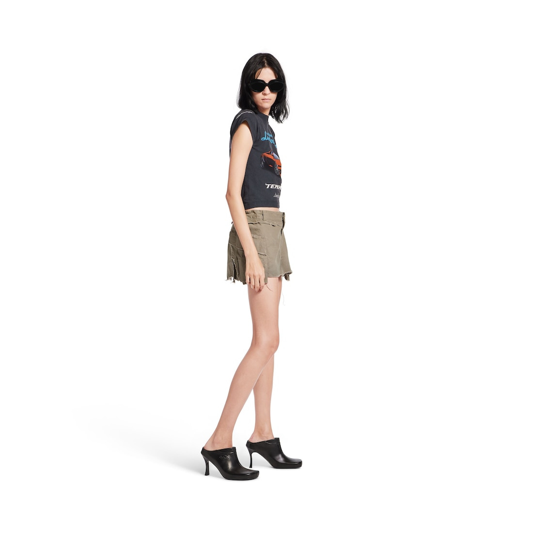 Women's Cargo Mini Skirt in Dark Beige - 3