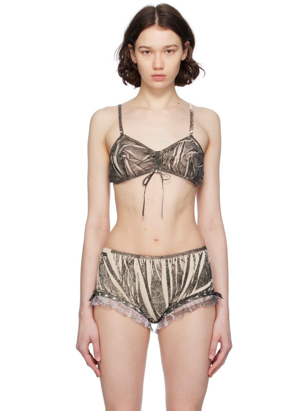 Black Printed Bra - 1