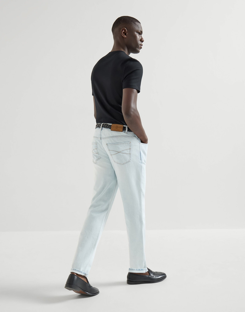 Lightweight denim traditional fit five-pocket trousers 5