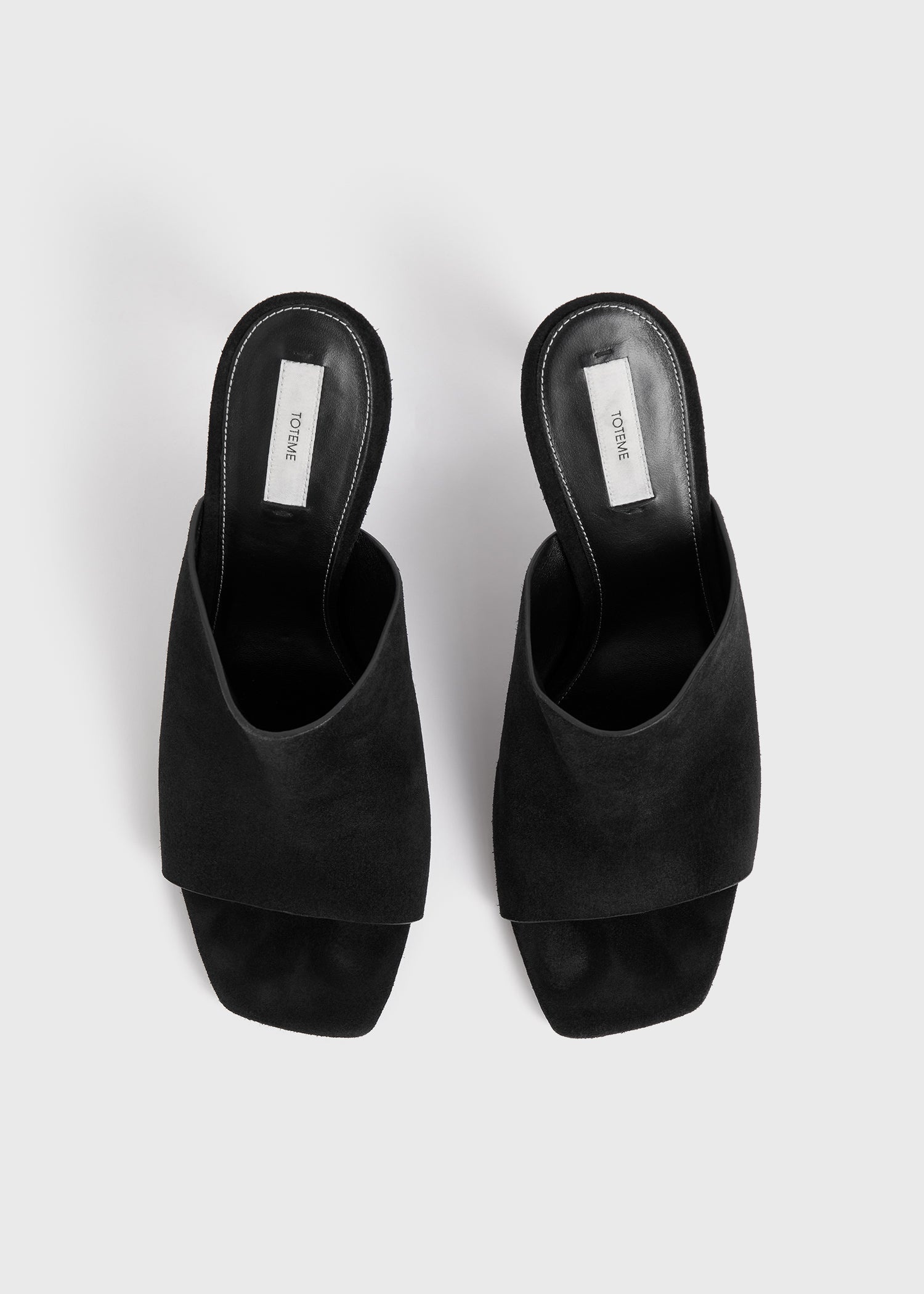 Velour-leather bandeau mules black - 4