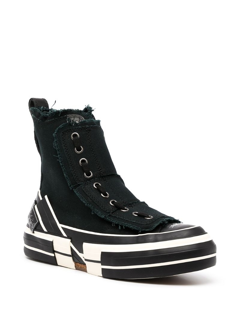 frayed-trimmed high-top sneakers - 2