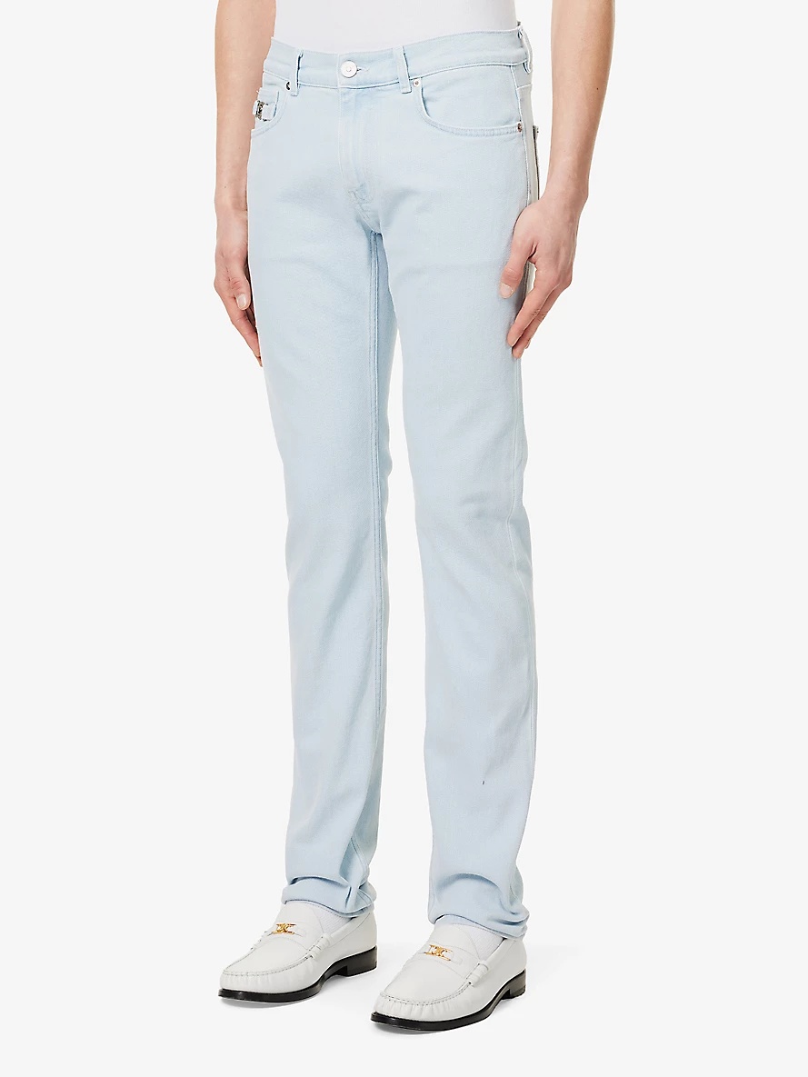 Five-pocket brand-plaque slim-fit low-rise stretch-denim blend jeans - 3