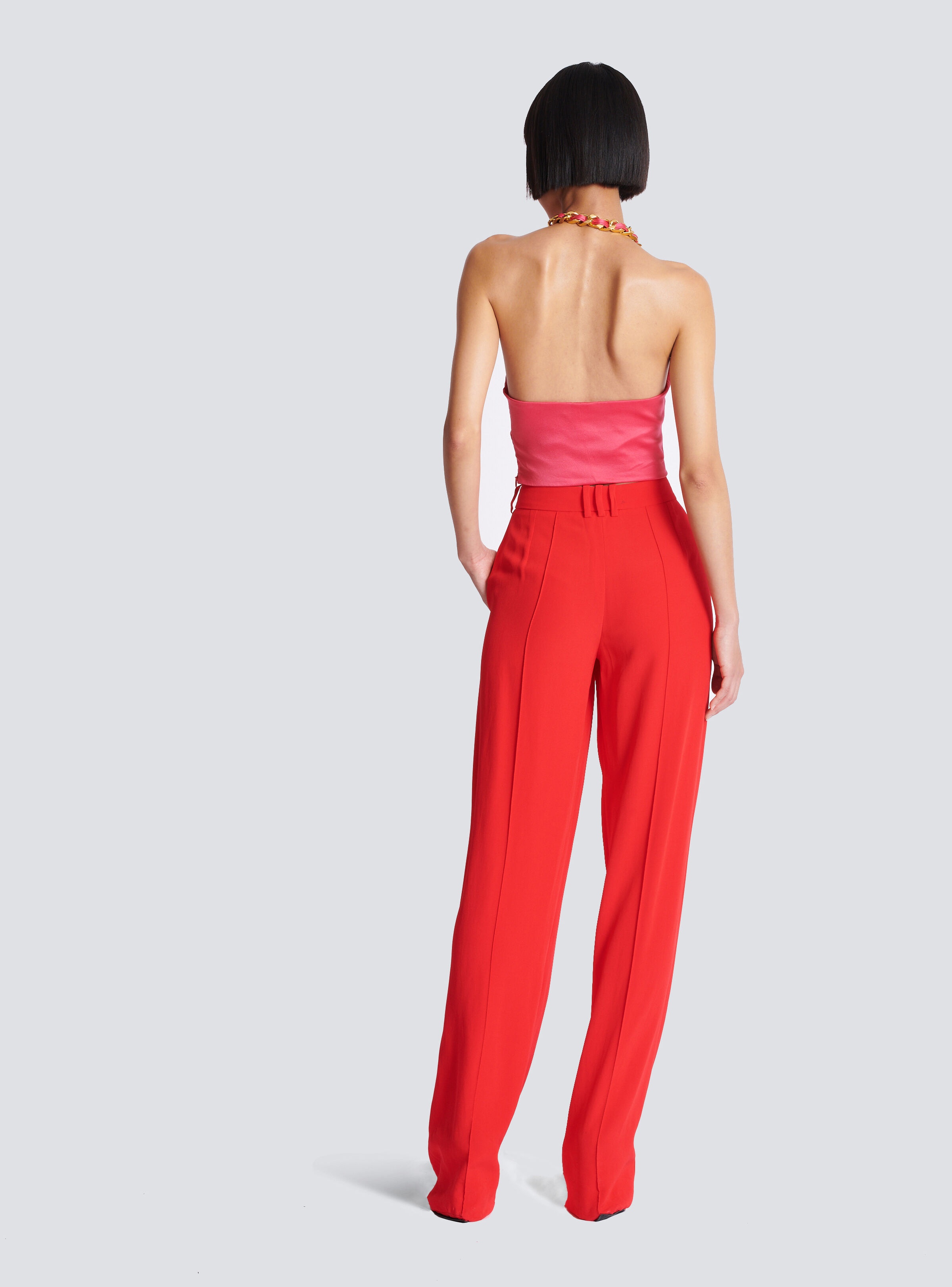 Draped silk halterneck top - 4