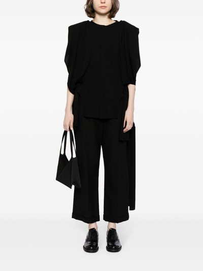 Yohji Yamamoto asymmetric puff-sleeve blouse outlook