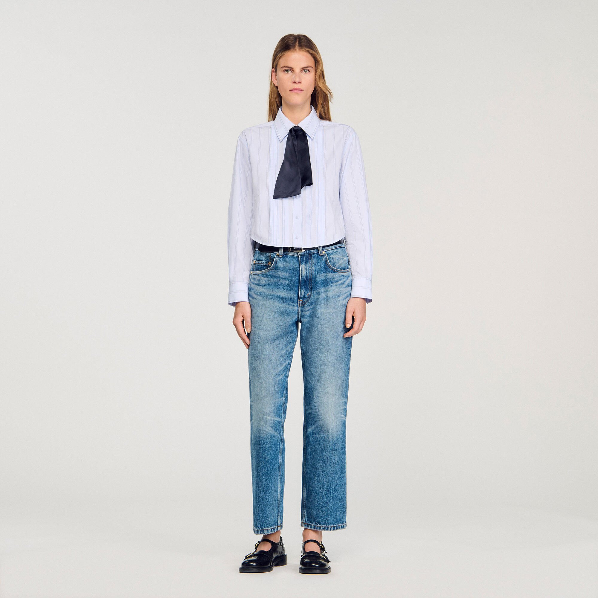 CROPPED SHIRT WITH REMOVABLE TIE - 2