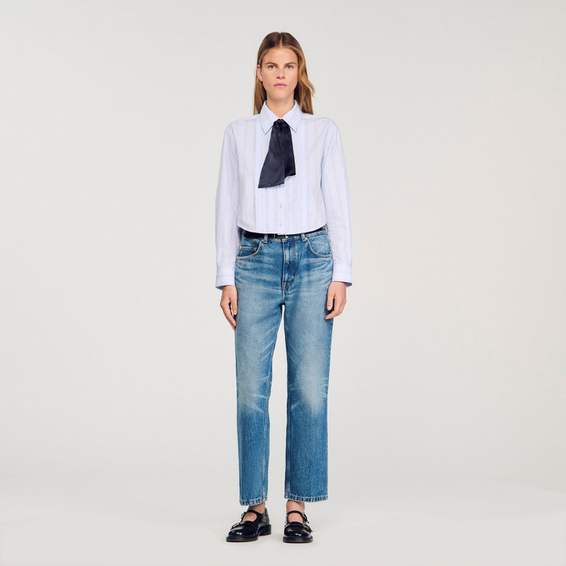 Sandro CROPPED SHIRT WITH REMOVABLE TIE outlook
