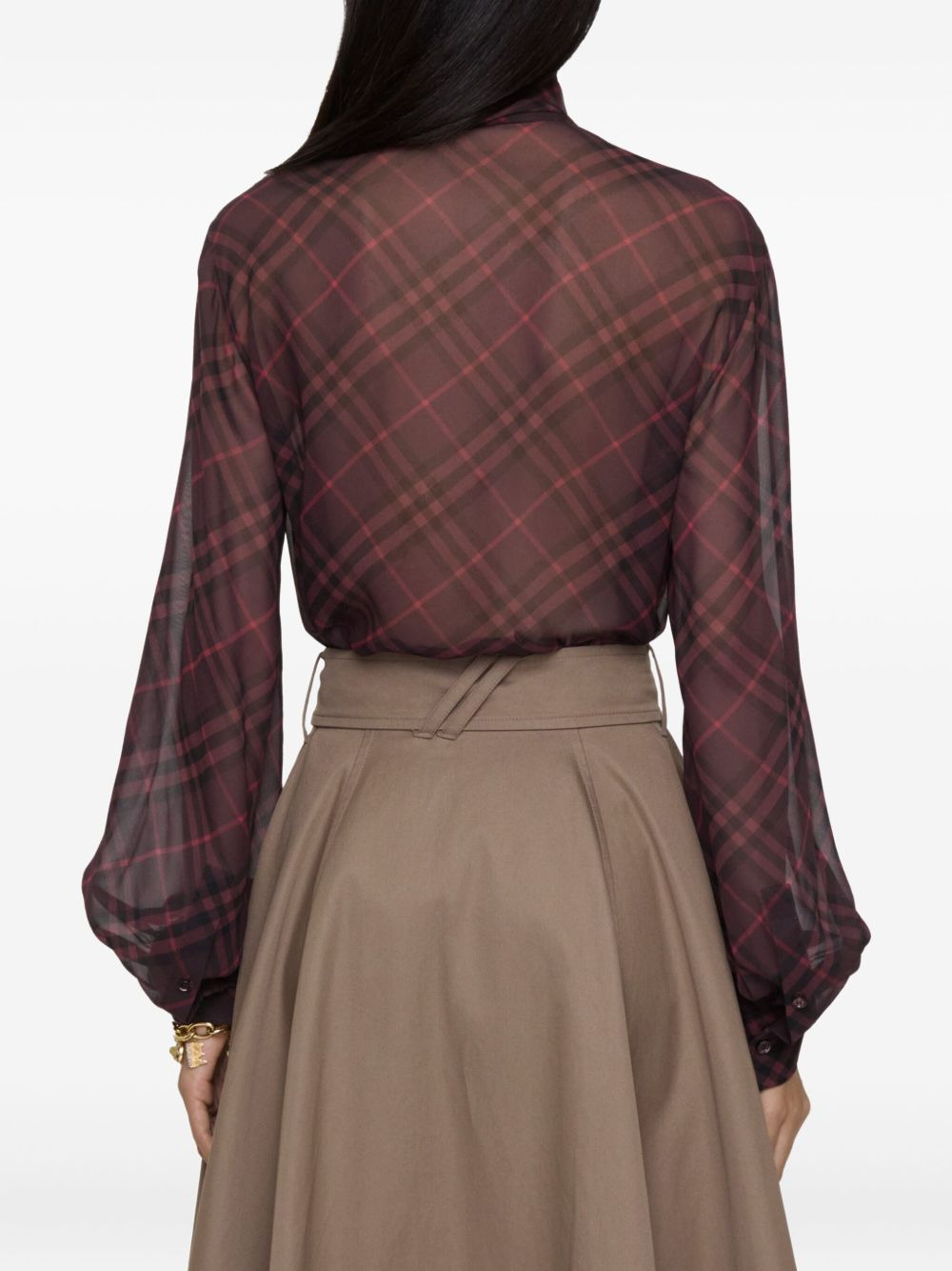 check-pattern blouse - 2