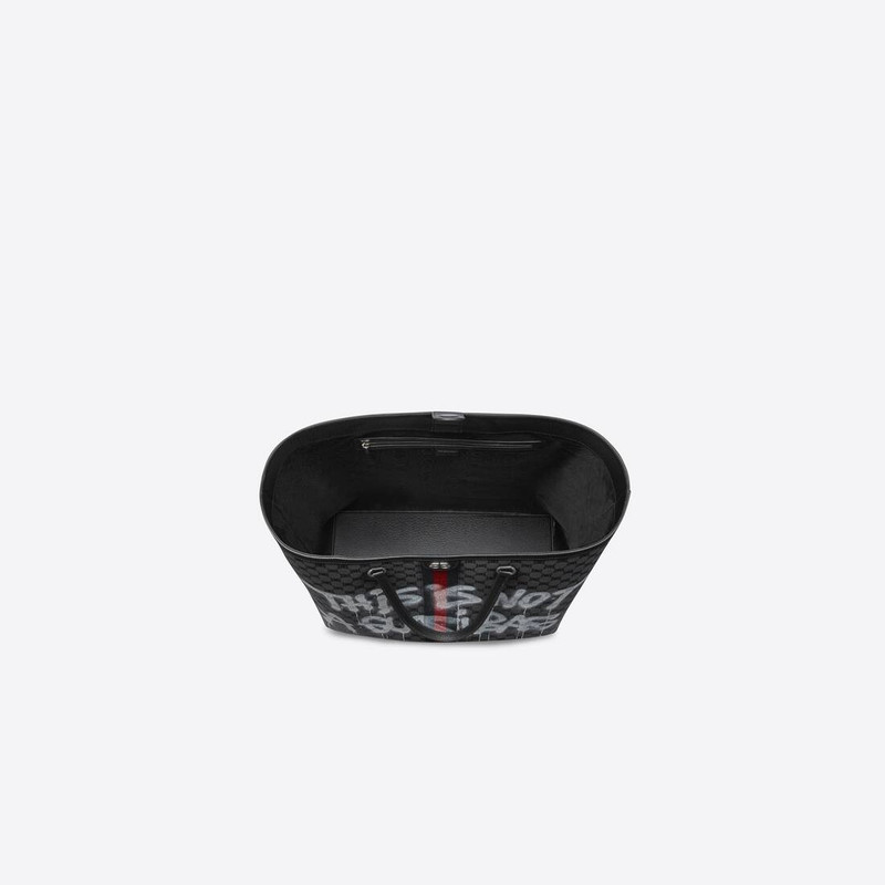 Men's Hacker Graffiti Large Tote Bag In Jacquard Canvas in Black 4