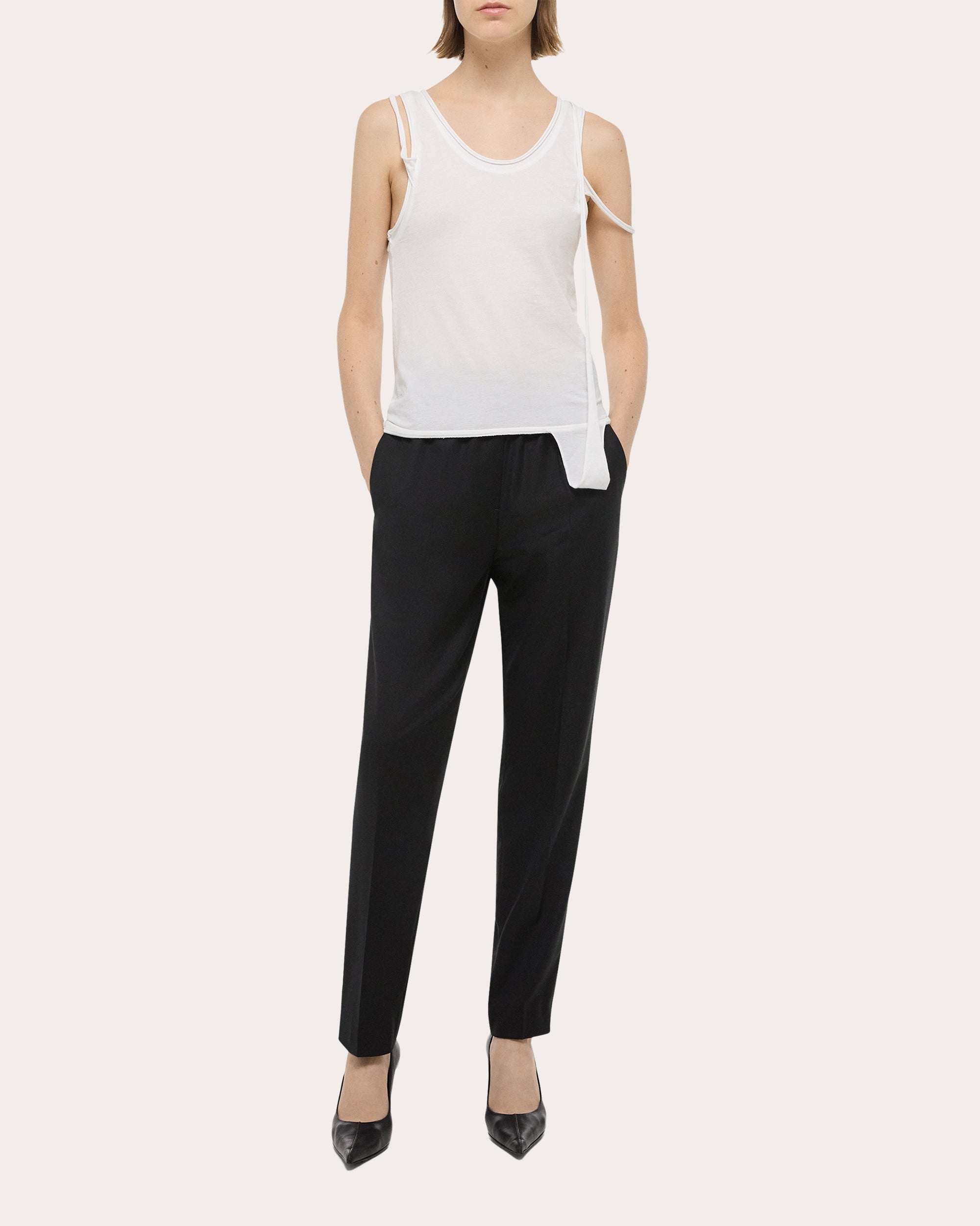 Wool Twill Tapered Pull-On Trousers - 4