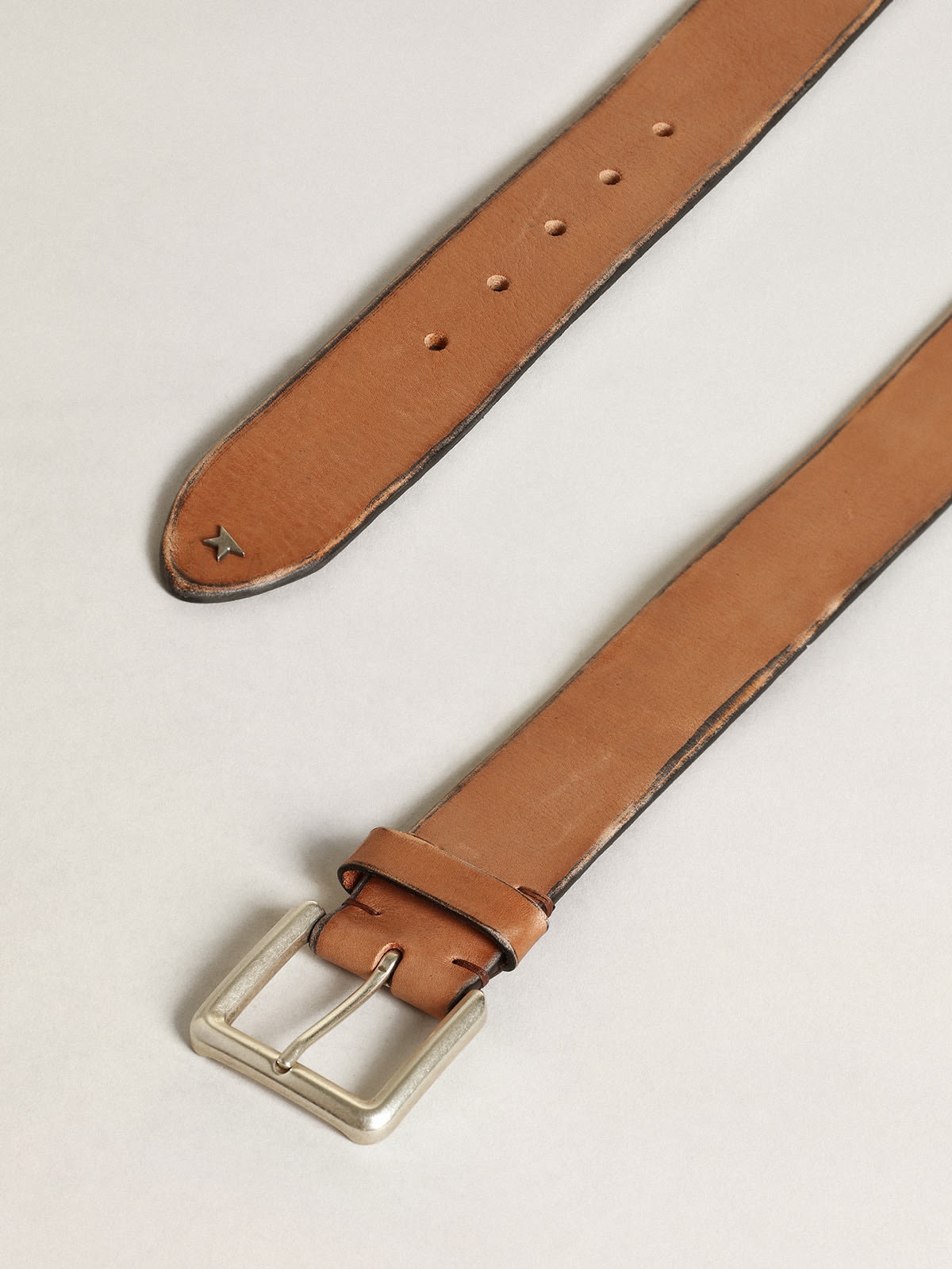 Belt in tan-colored washed leather - 2