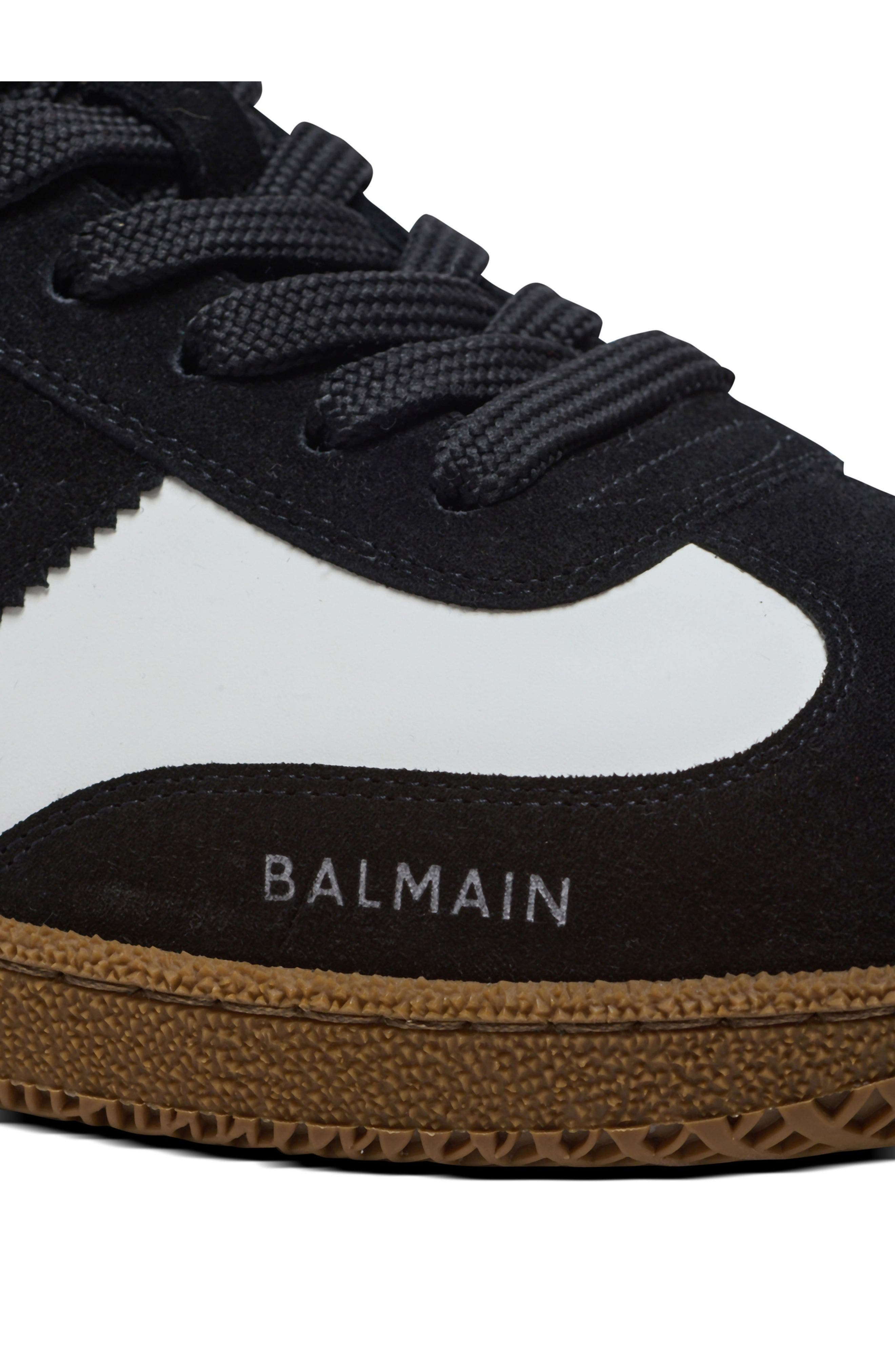Balmain Swan trainers in calfskin and suede in Black at Nordstrom - 7