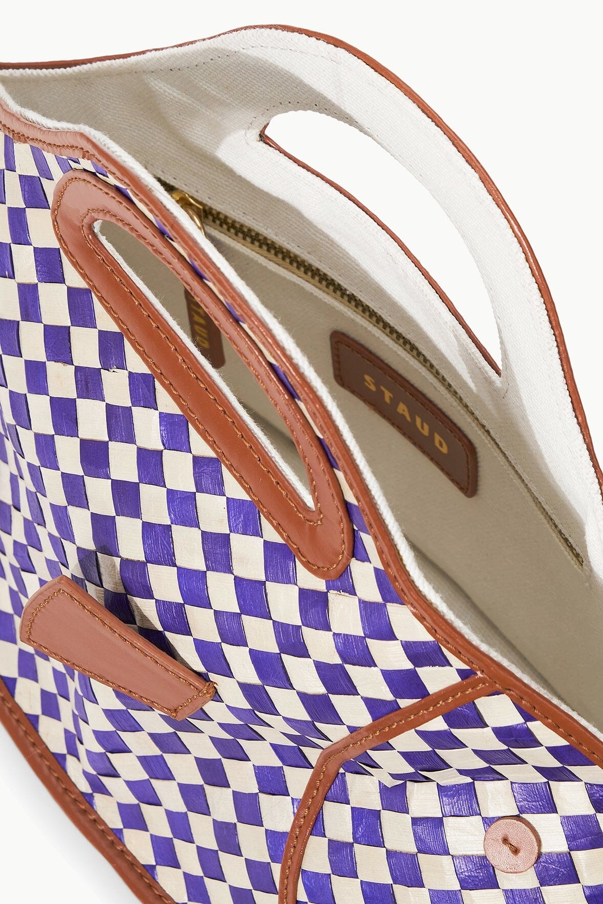 STAUD CLEO FISH BASKET BAG COCONUT CHECK - 4