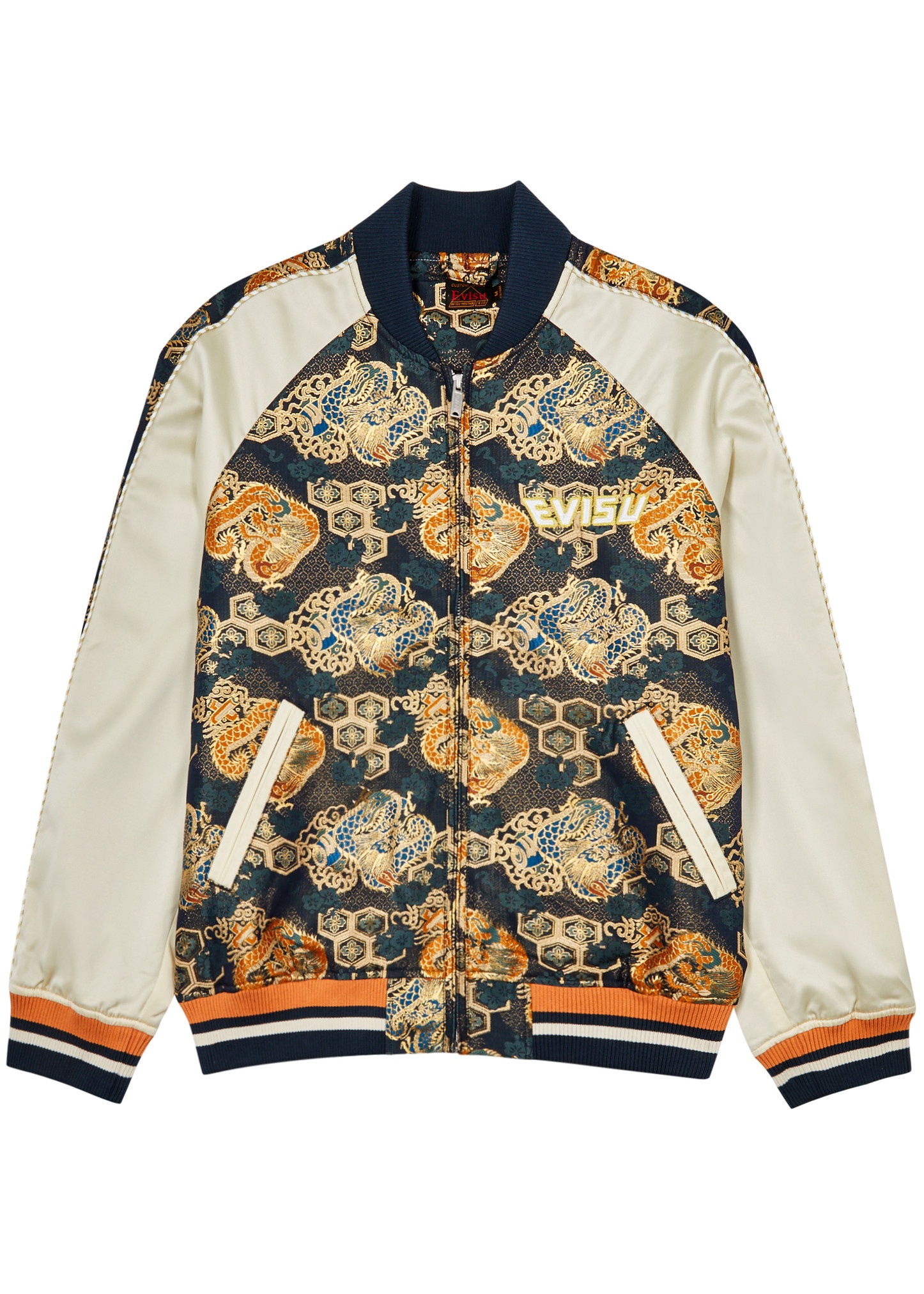 Logo panelled brocade bomber jacket - 1