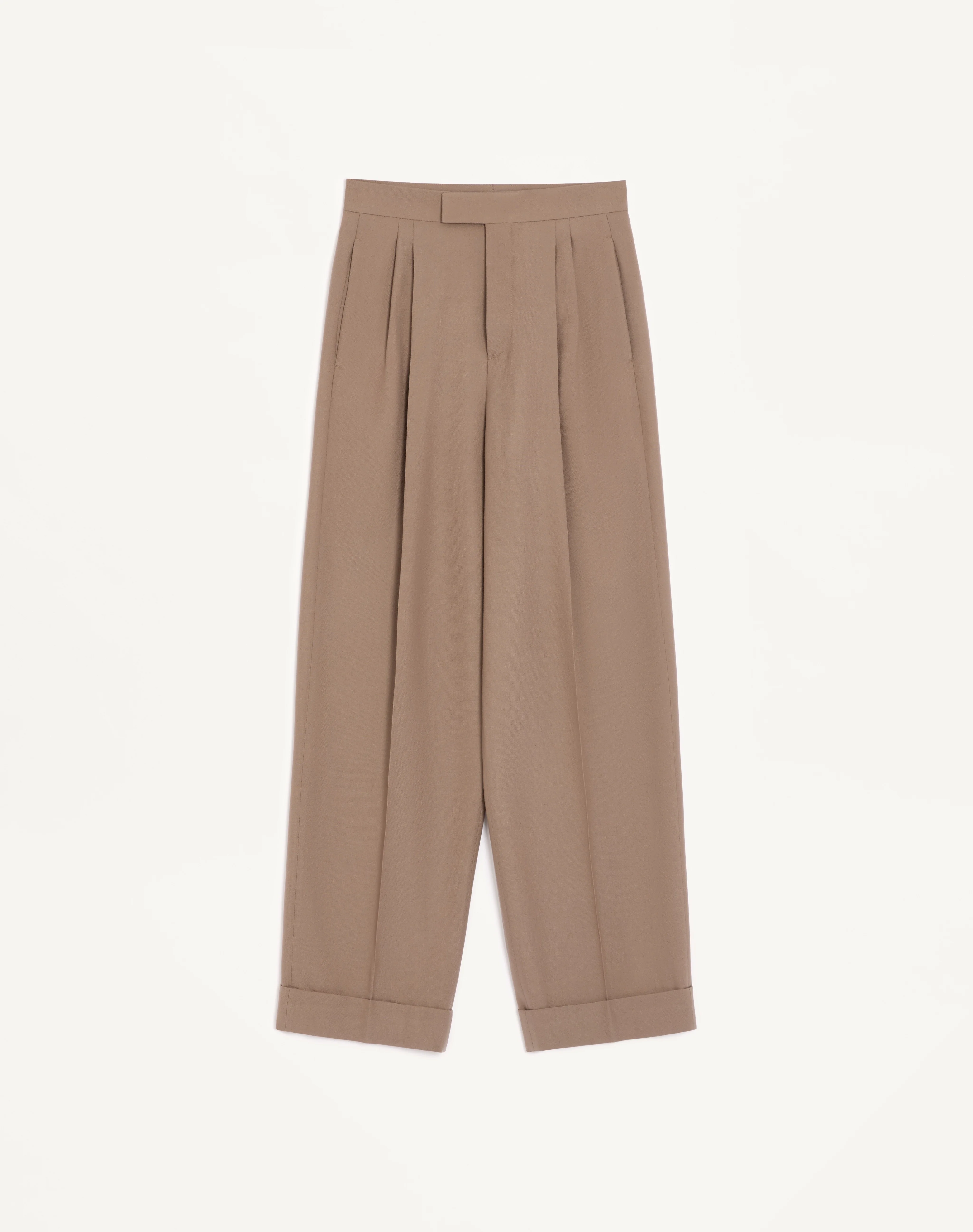 VALENTINO CUFFED WOOL PANTS IN NATTÉ WOOL - 1