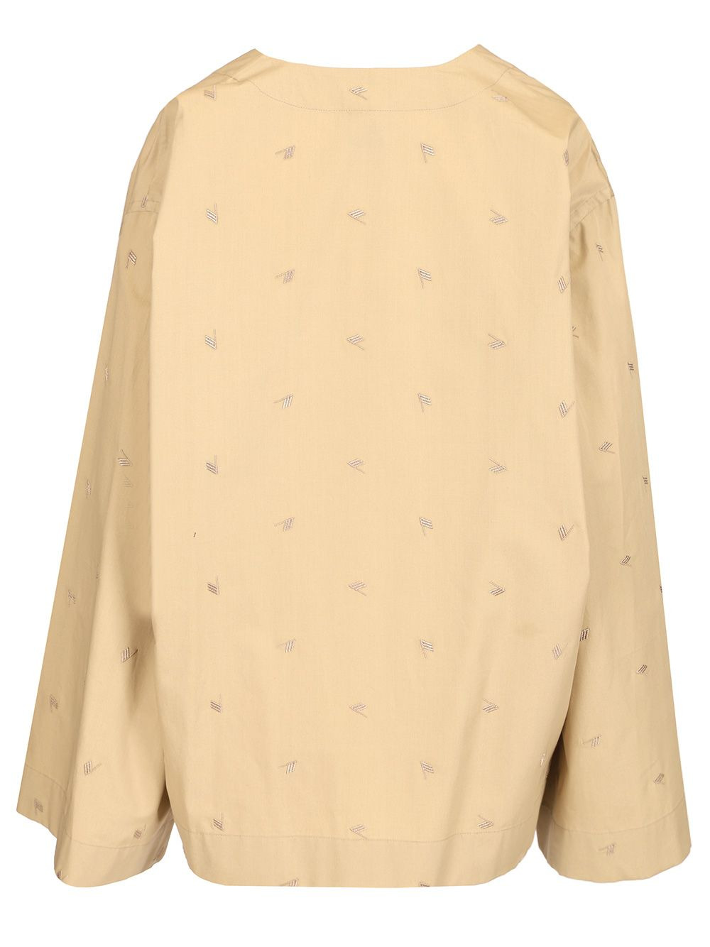 Allover Embroidery Blouse Shirts Beige - 2