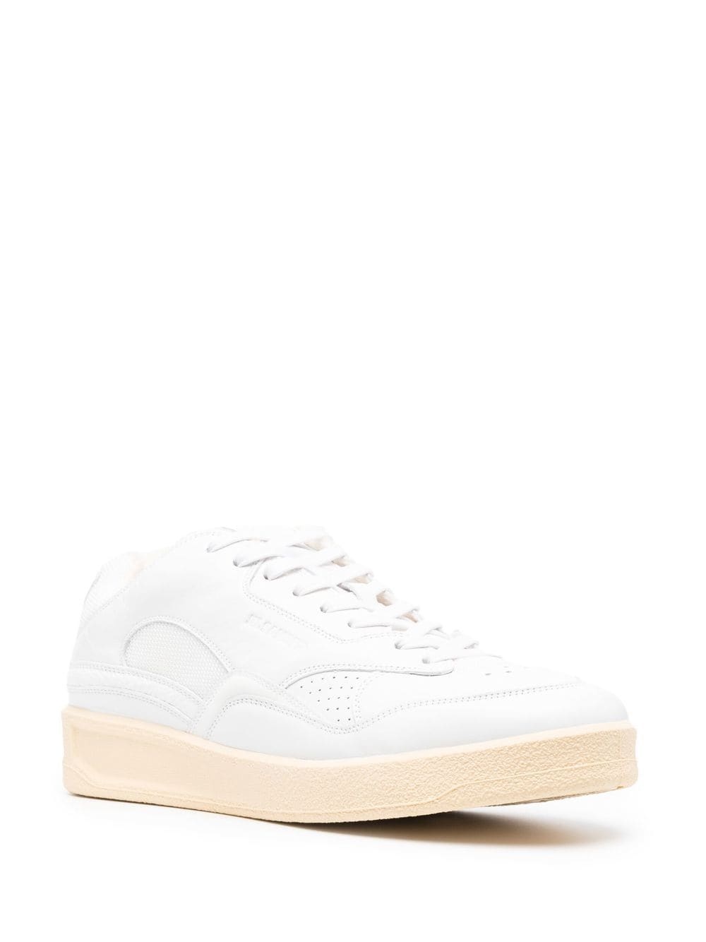 panelled low-top leather sneakers - 2