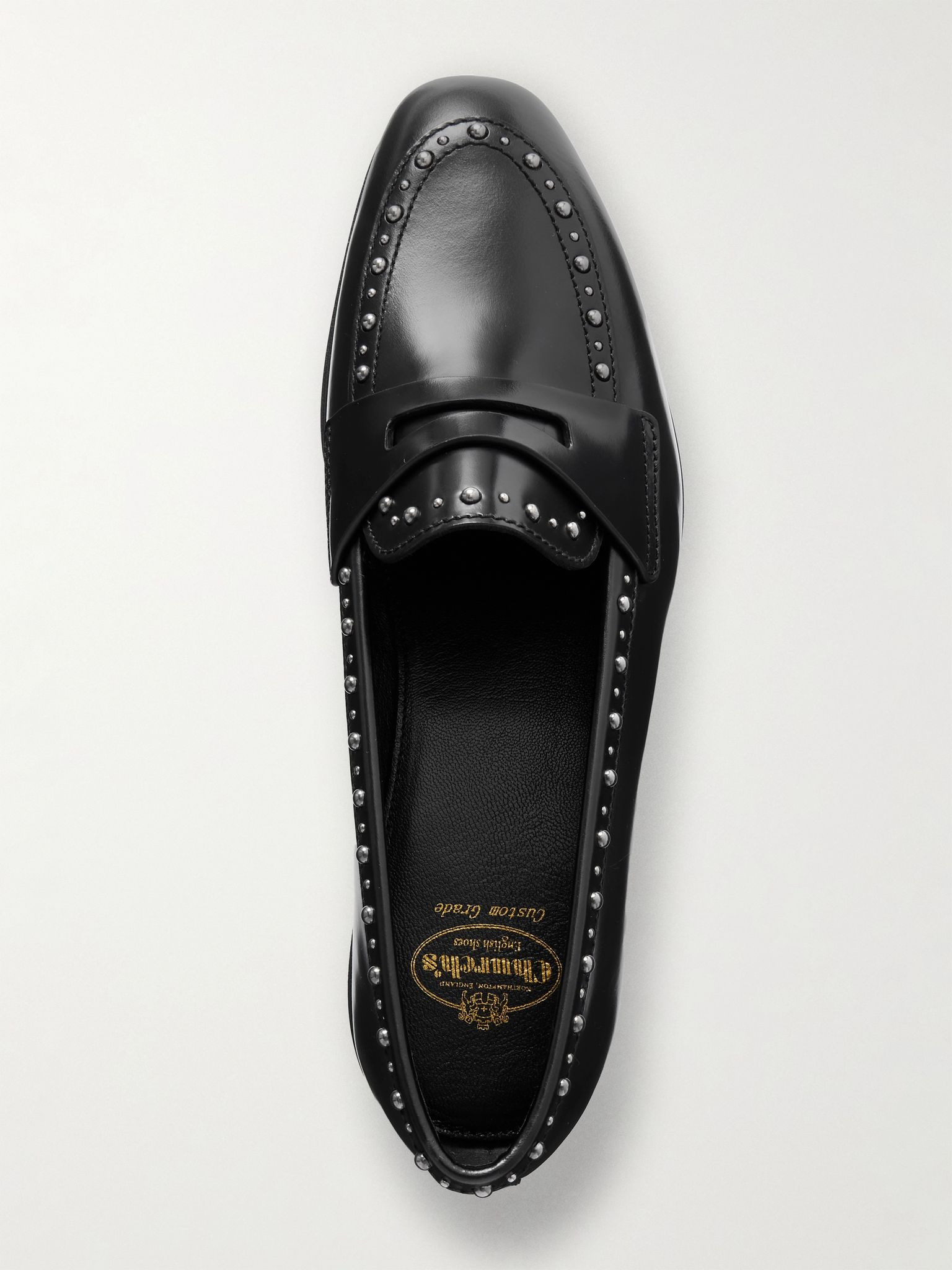 Onyx studded leather loafers Black - 5