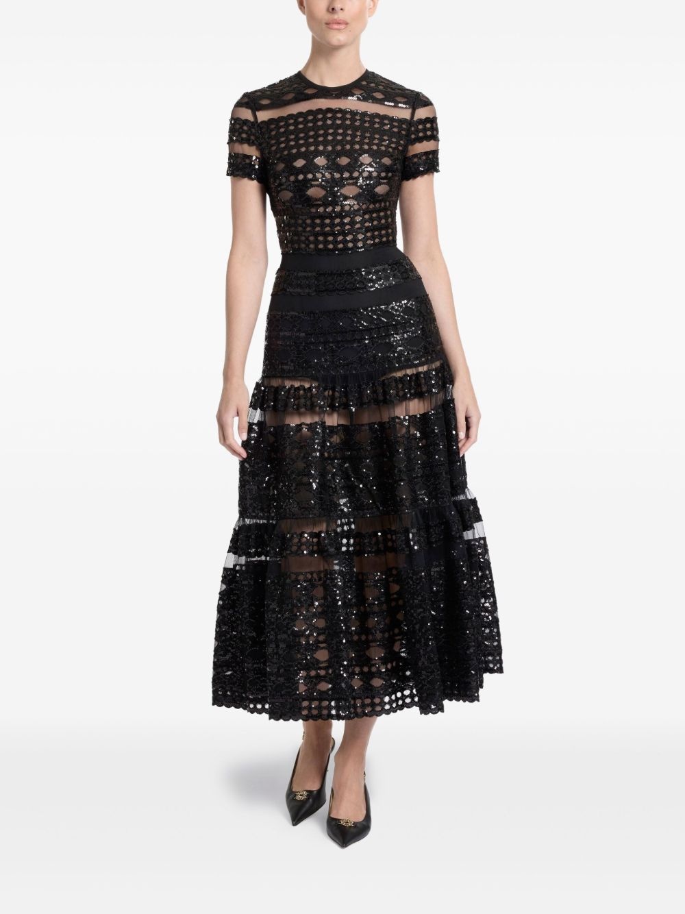 tulle embroidered midi dress - 2