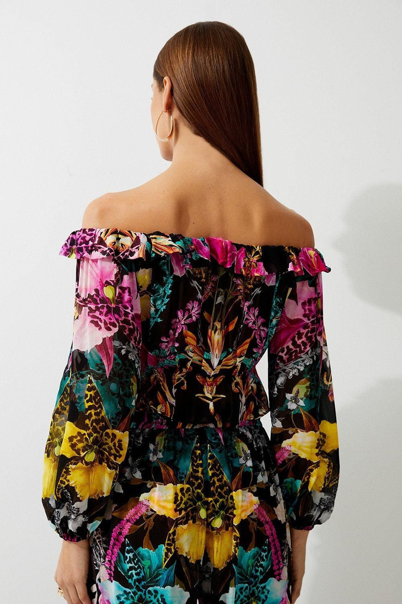 Tropical Floral Viscose Georgette Beach Top 5