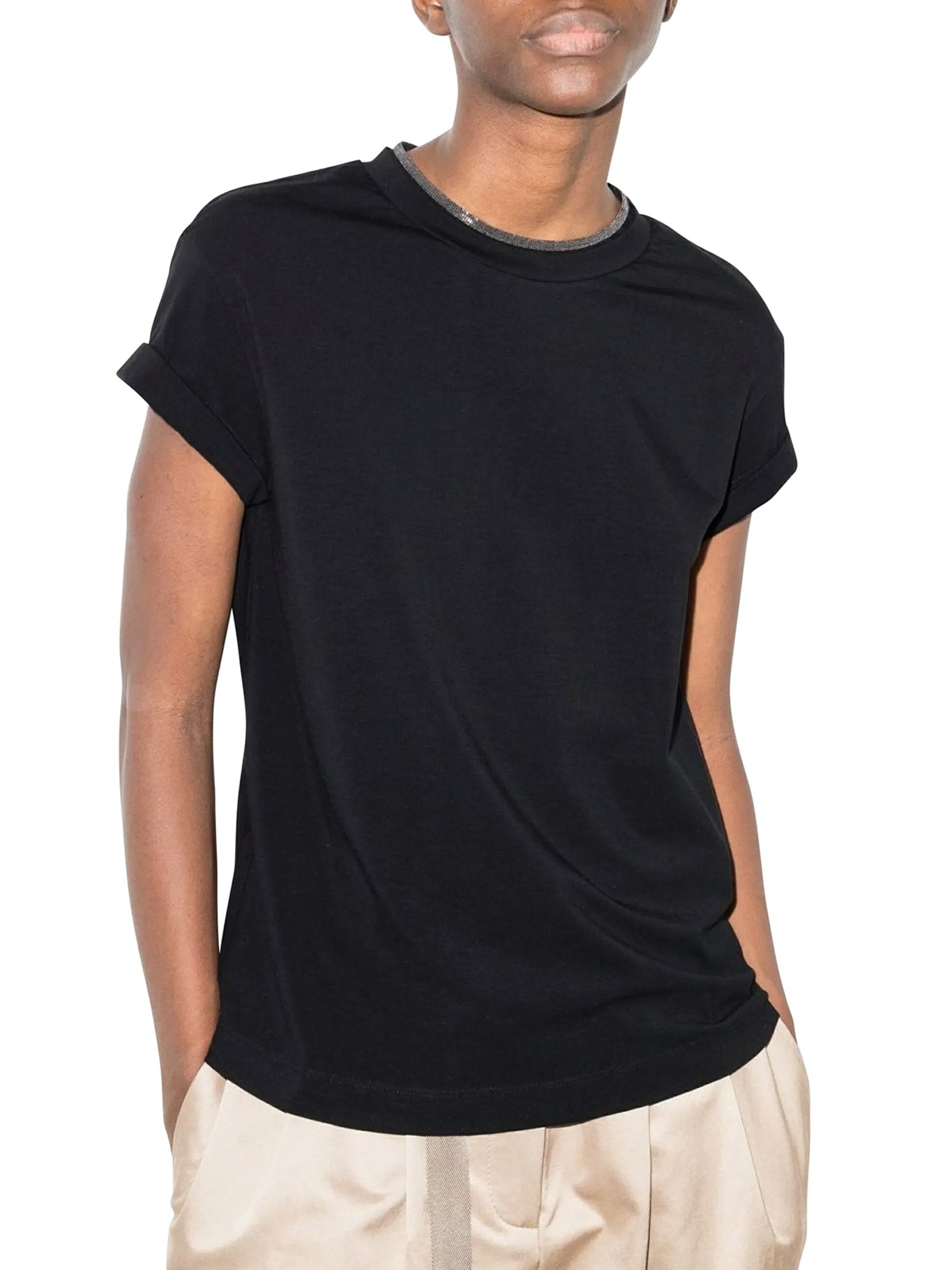 JERSEY T-SHIRT WITH PRECIOUS FAUX LAYERING - 3
