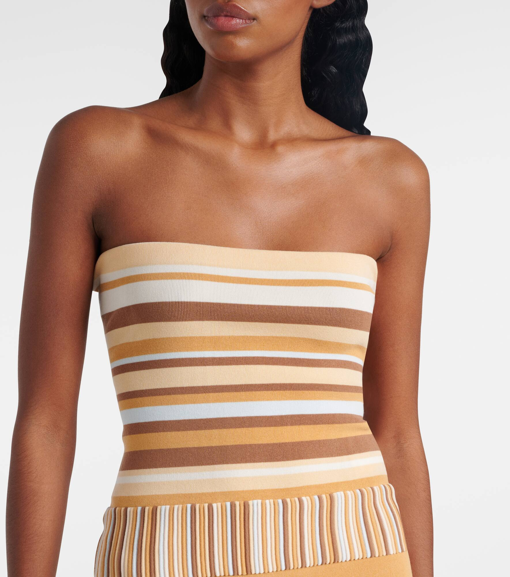Citara striped knitted cotton-blend tube top - 4