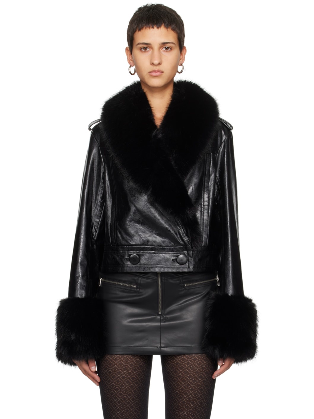 Black Rosalyn Faux-Leather Jacket - 1