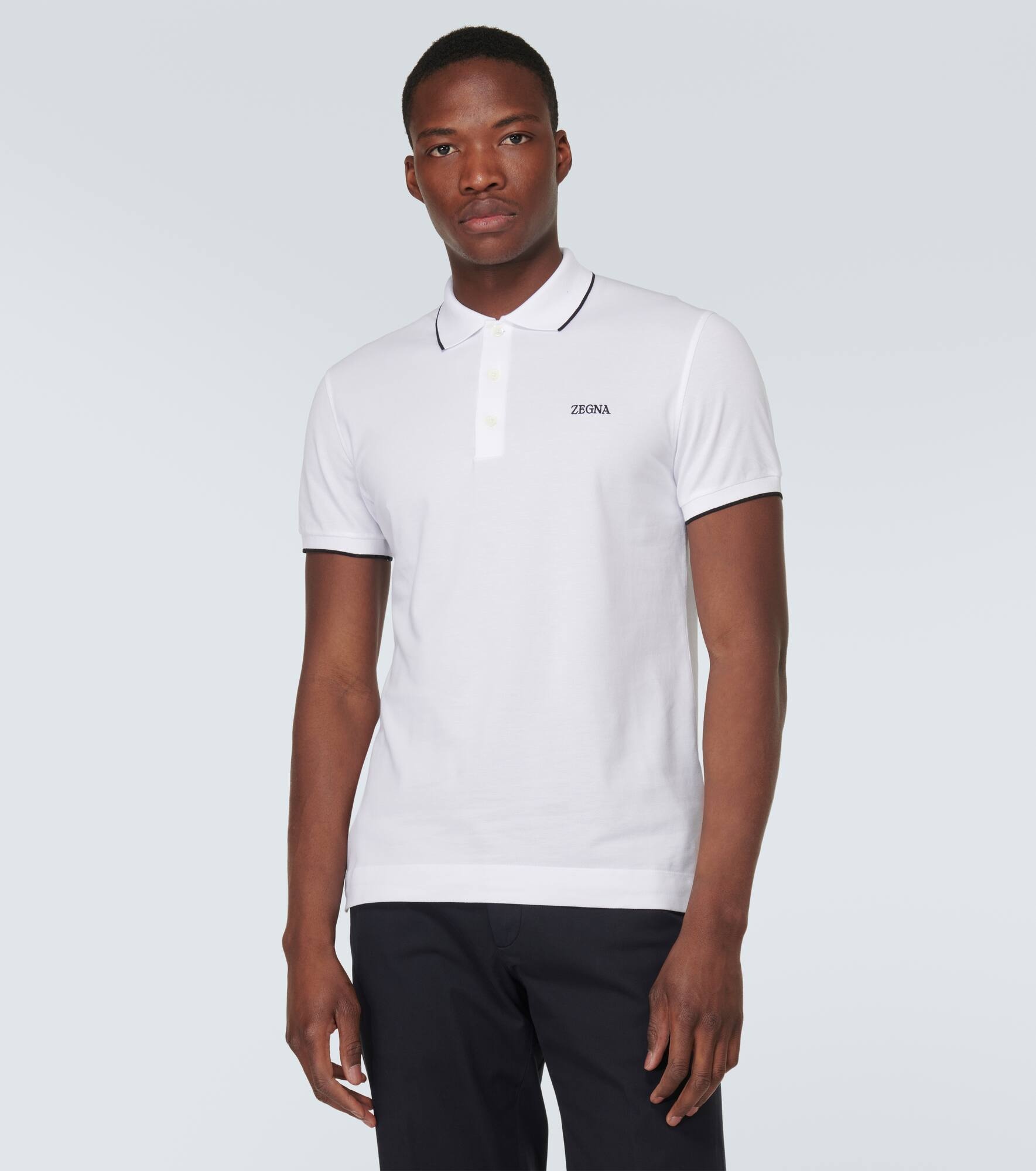 Logo cotton blend polo shirt - 3