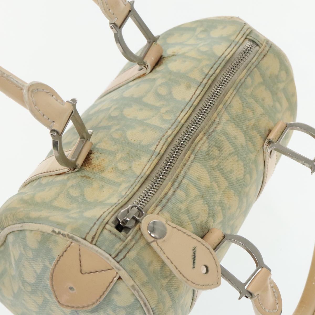 DIOR Trotter Canvas Hand Bag Light Blue Silver - 6