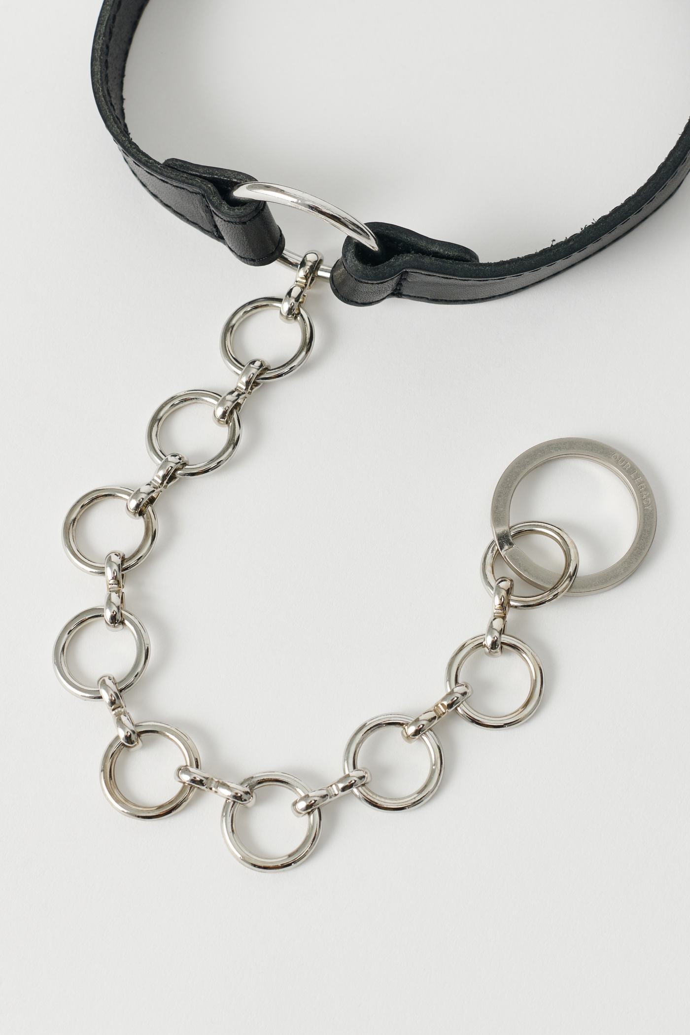 Leather Ring Choker Grizzly Black Leather - 2