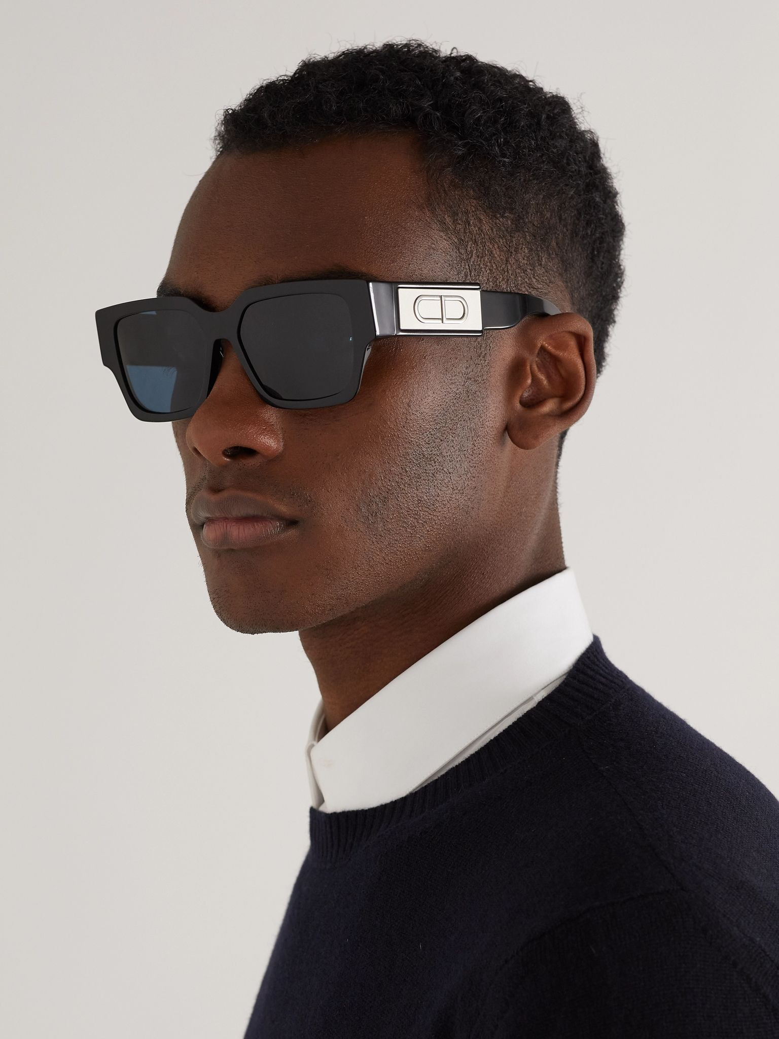 CD SU Square-Frame Acetate and Silver-Tone Sunglasses Black - 2