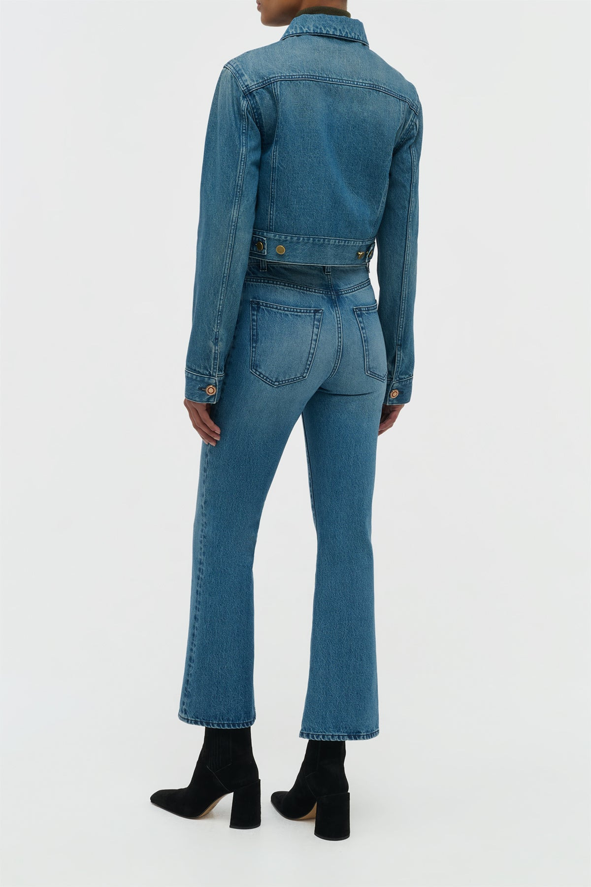 Ezra Bootcut Cropped Jean in Uruguayan Blue Recycled Cotton Denim - 4