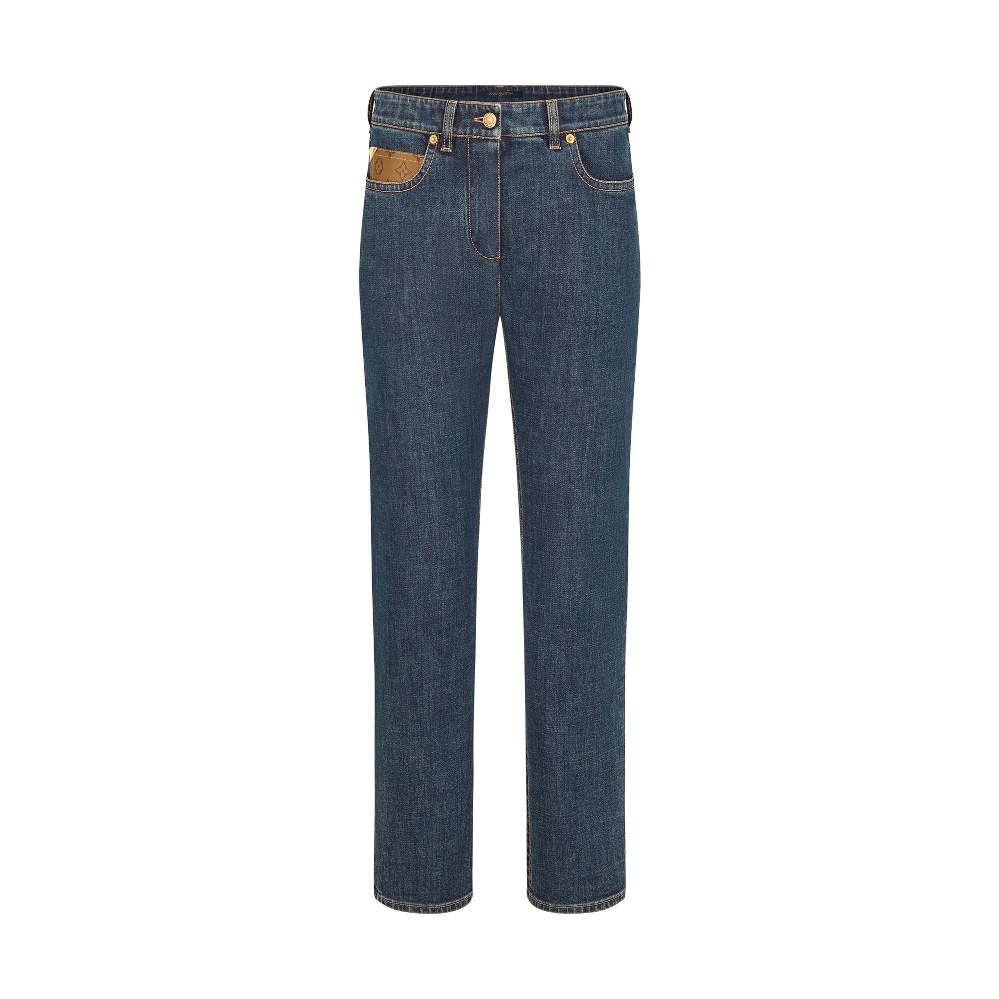 Mid-Rise, Straight Classic Jeans In Stretch Indigo Denim - 1