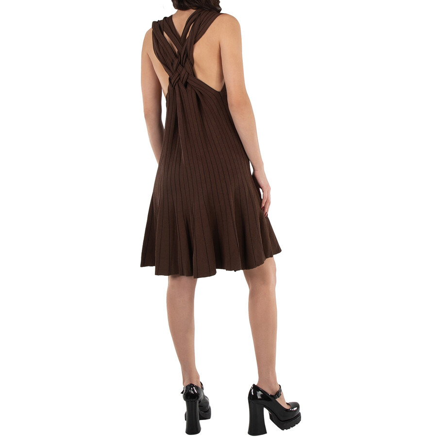 Y / Project Ladies Brown Braided Neck Knit Dress - 6