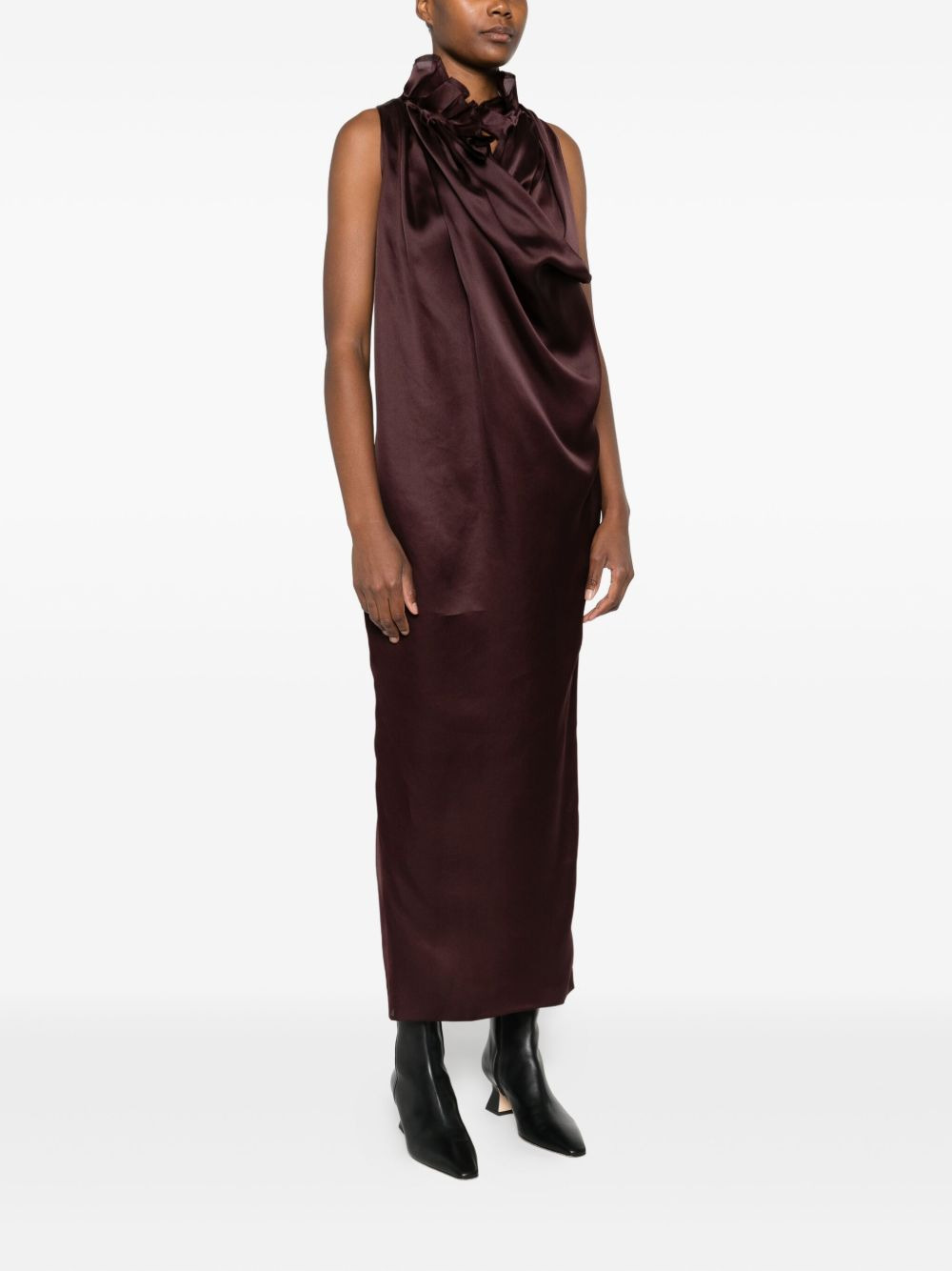 draped-details cowl-neck maxi dress - 3