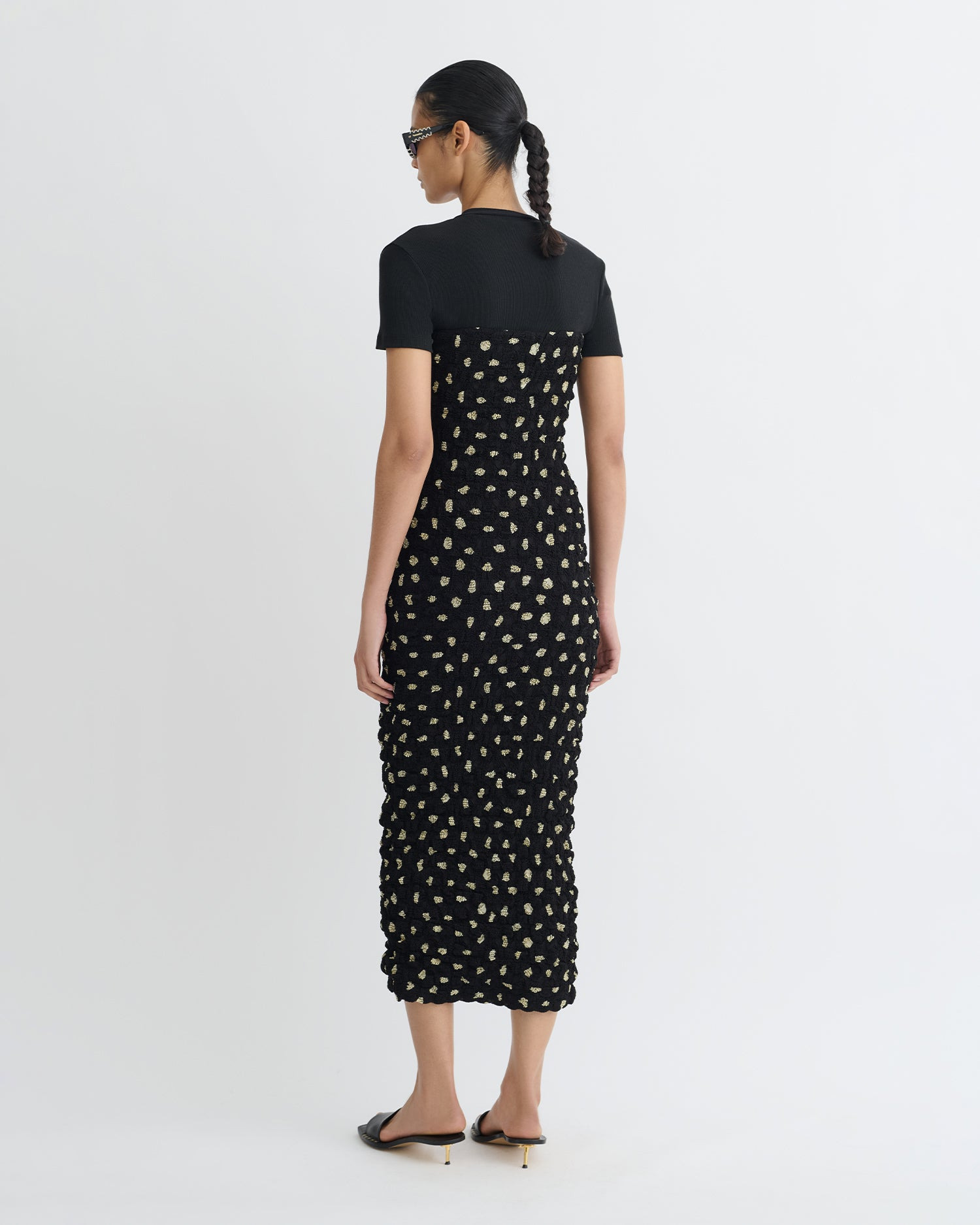 Seersucker Tech Chiffon Midi Dress - 4