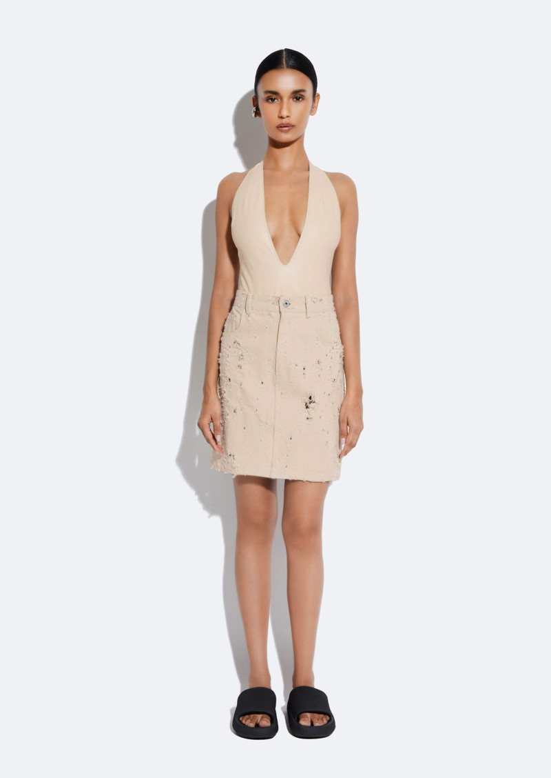 LAPOINTE Distressed Denim Mini Skirt outlook