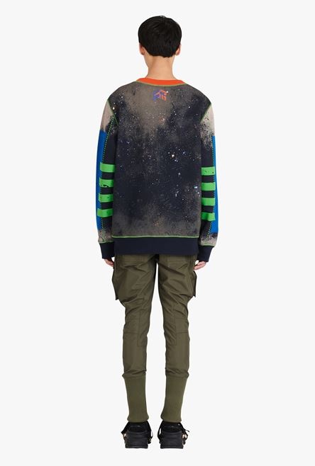Oversized multicolor cotton sweatshirt with Balmain logo print - 3