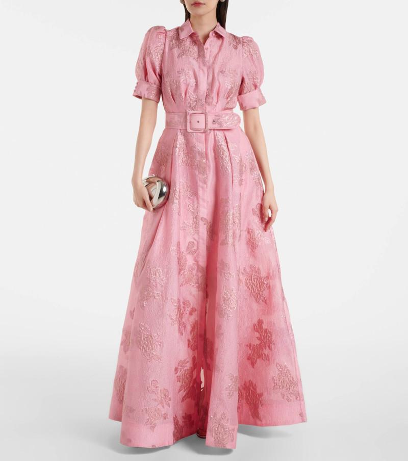 REBECCA VALLANCE Benette belted brocade shirt dress outlook