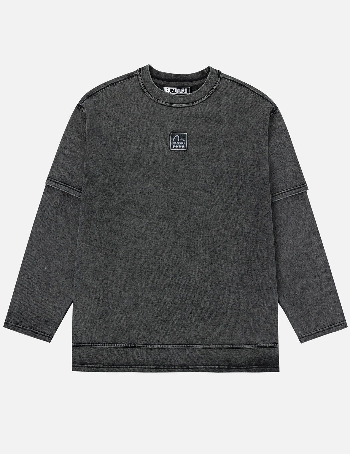 EVISUKURO Label and Seagull Print Oversized  2-in-1 long-sleeve T-shirt - 3