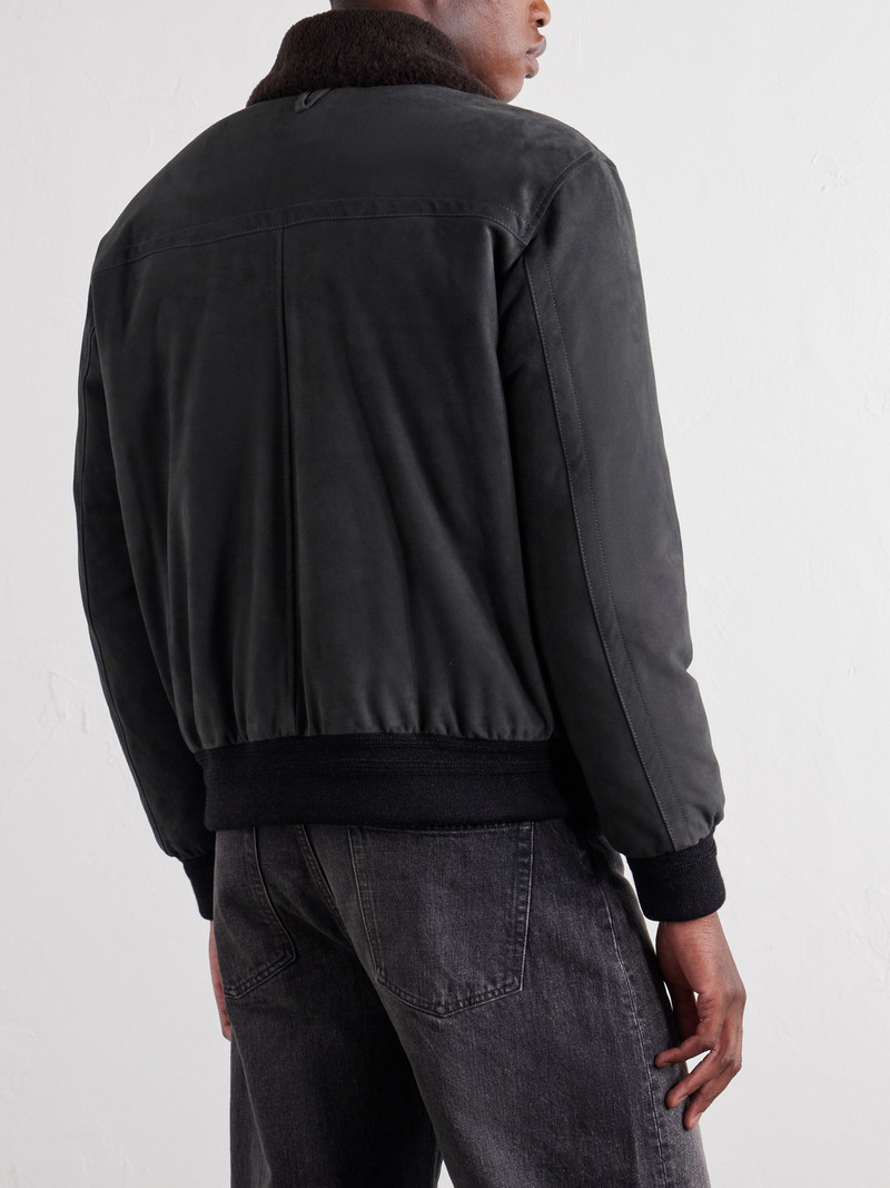 Cudden Plush-Trimmed Suede Down Jacket 4