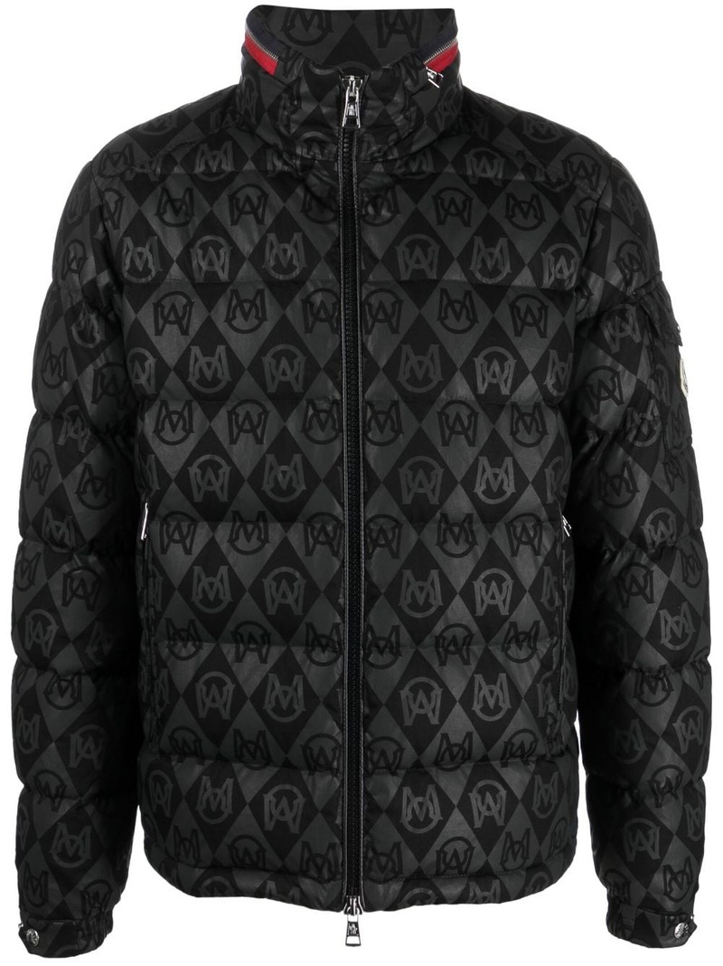 logo-patch padded jacket - 1