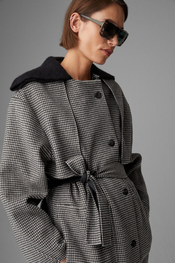 Noemi Pure new wool and cashmere coat in Black/White - 4