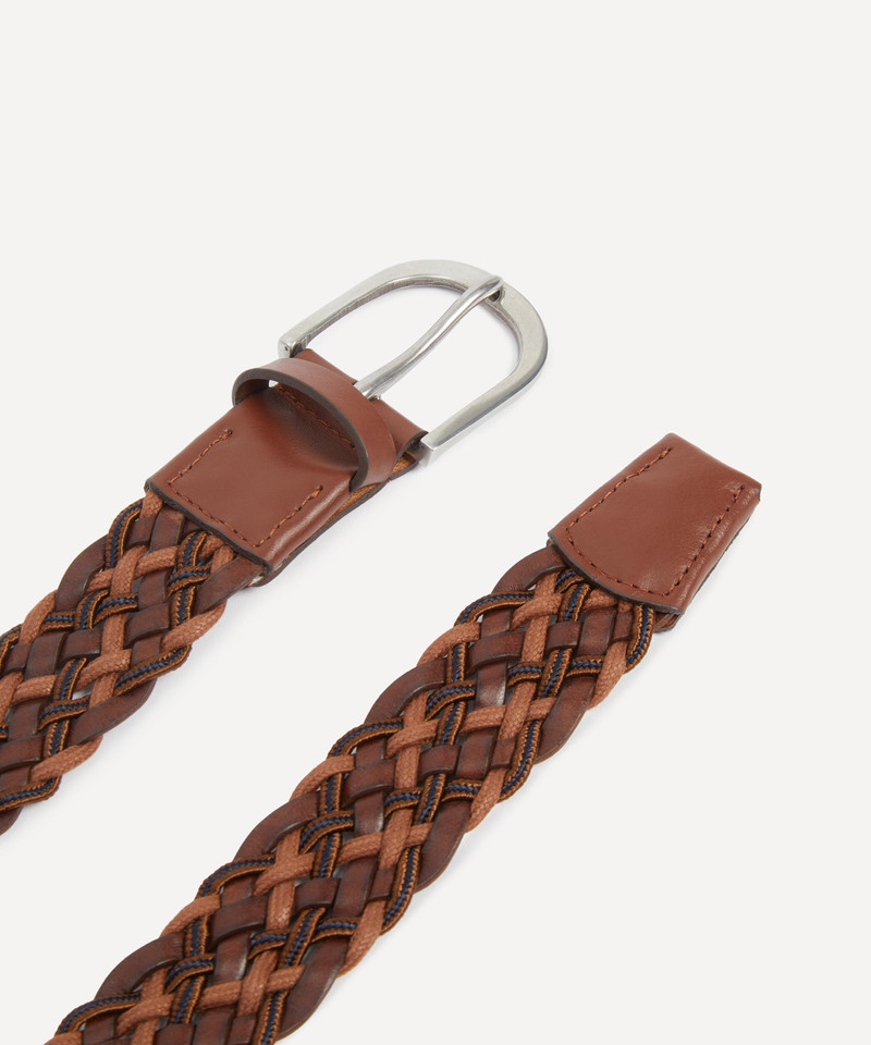 Paul Smith Dark Brown Leather Mixed Weave Belt outlook
