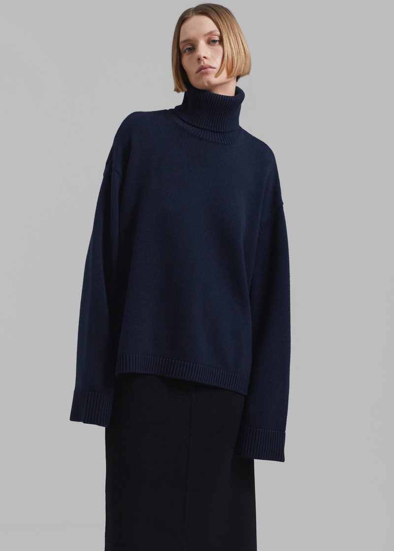 Rhea Trapeze Turtleneck - Navy 1