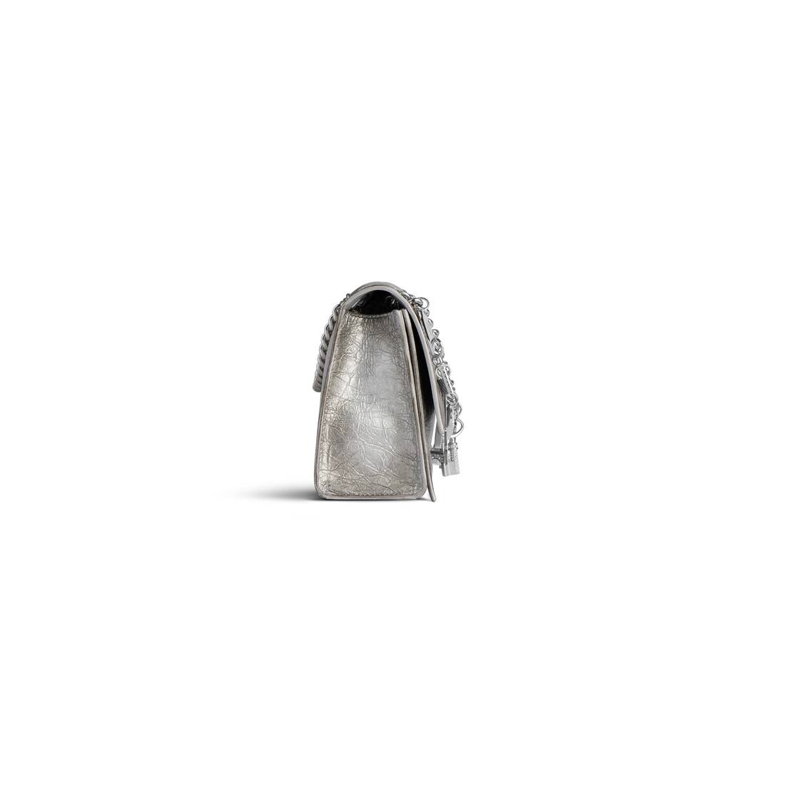 Women's Crush Small Chain Bag Dirty Effect With Souvenirs And Rhinestones in Silver - 3