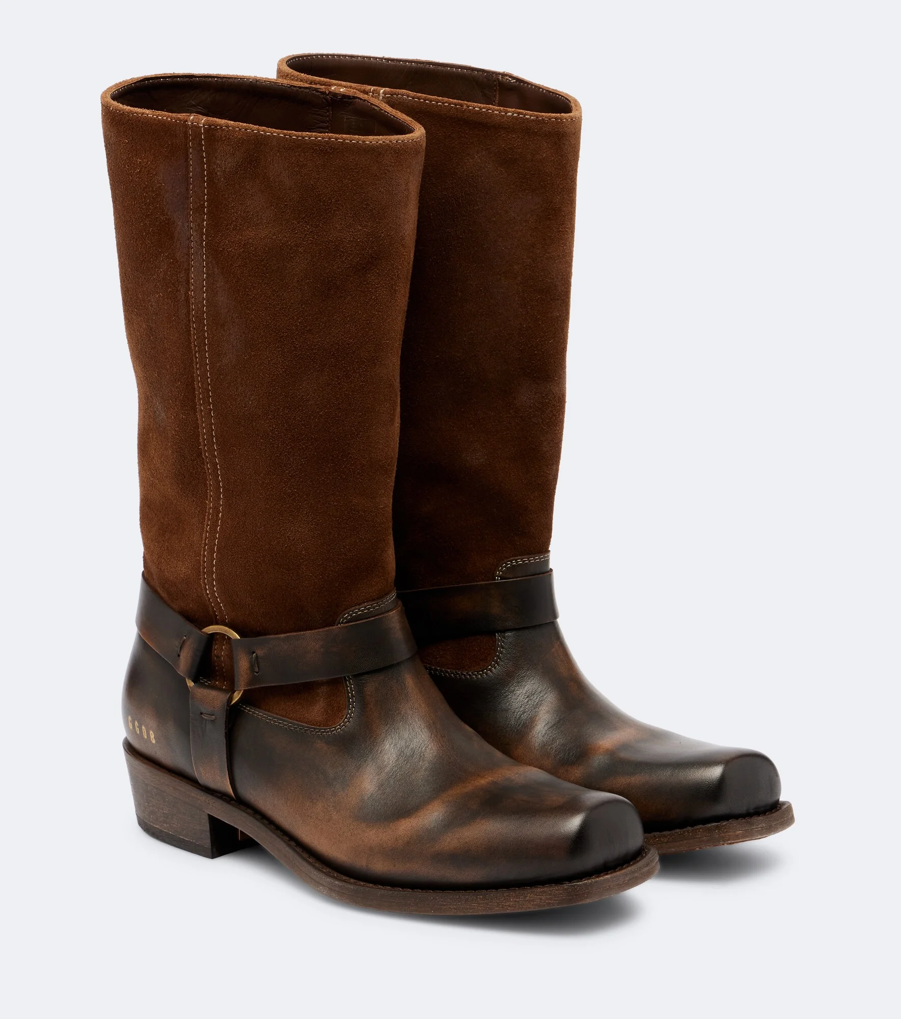 Biker leather mid-calf boots - 1