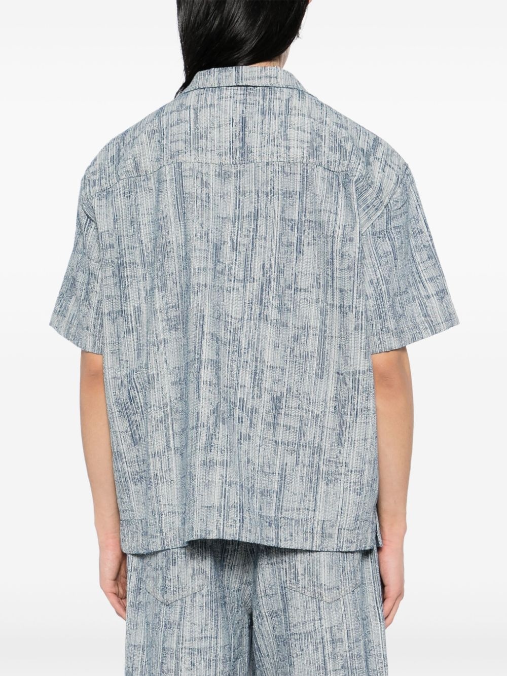 denim jacquard camp shirt - 4
