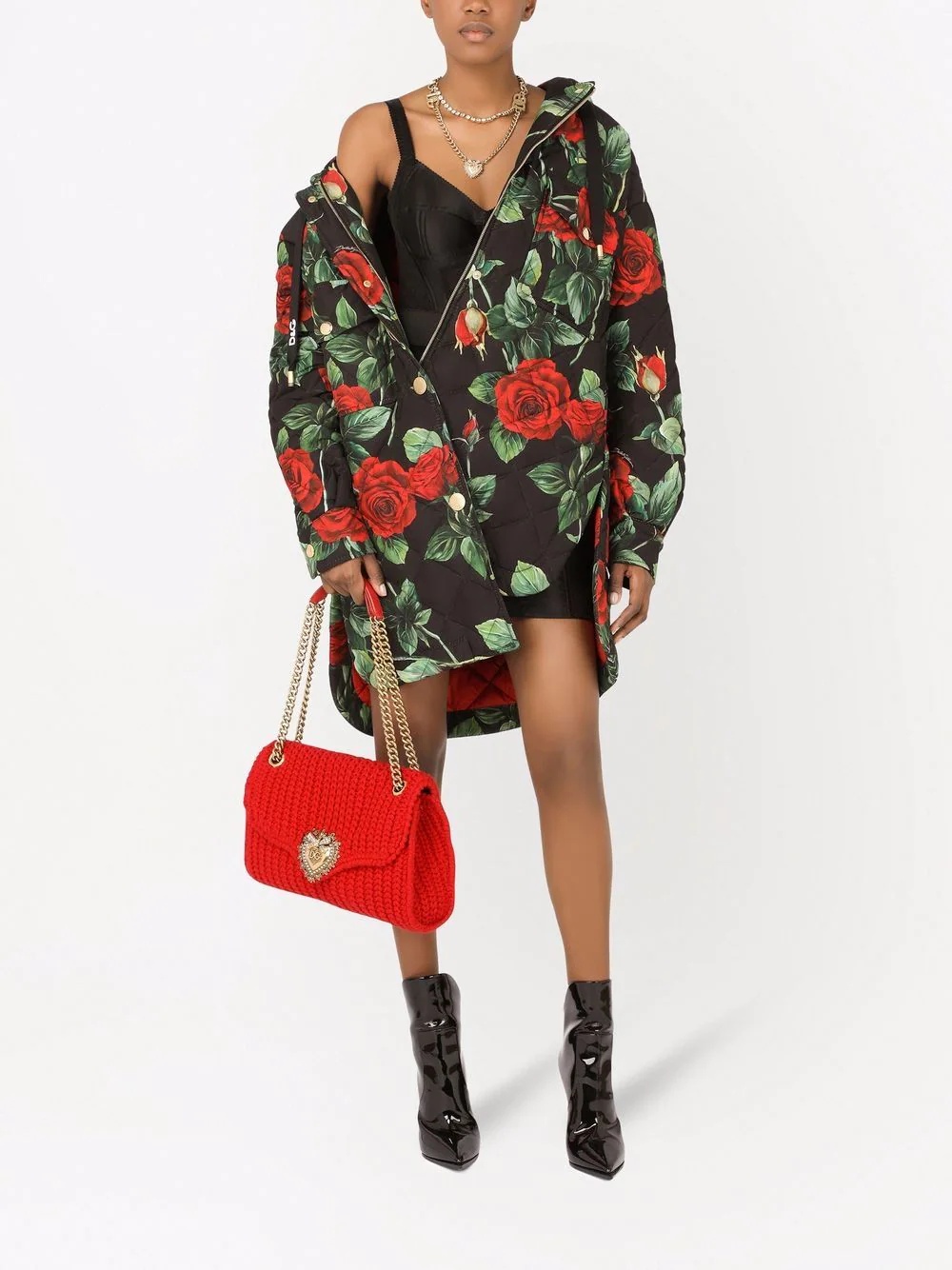 rose-print raincoat - 2
