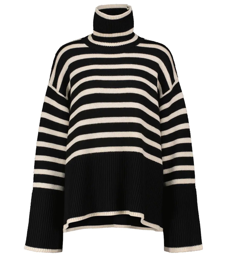 Striped turtleneck wool-blend sweater - 1