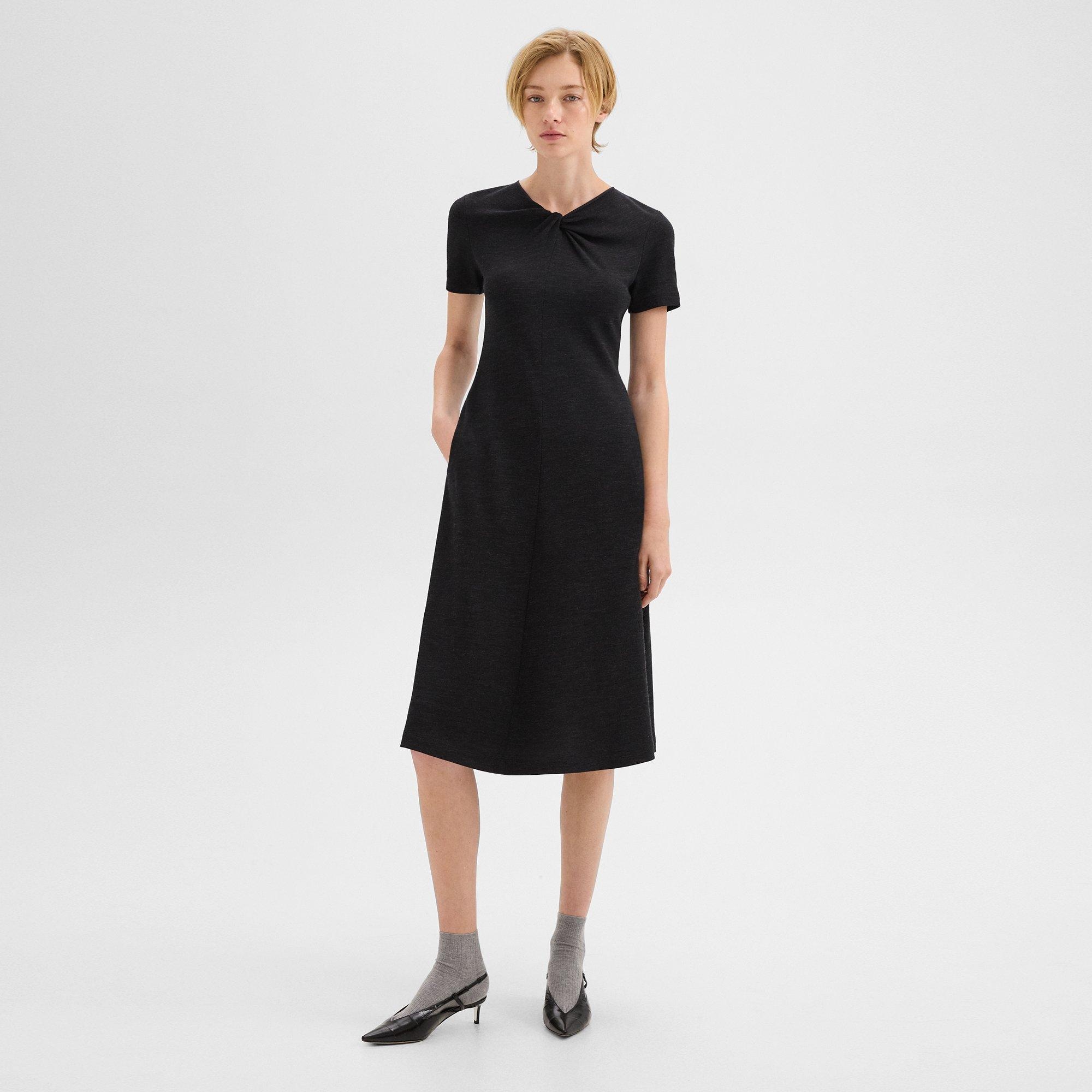 Twisted Midi Dress in Viscose-Wool - 2